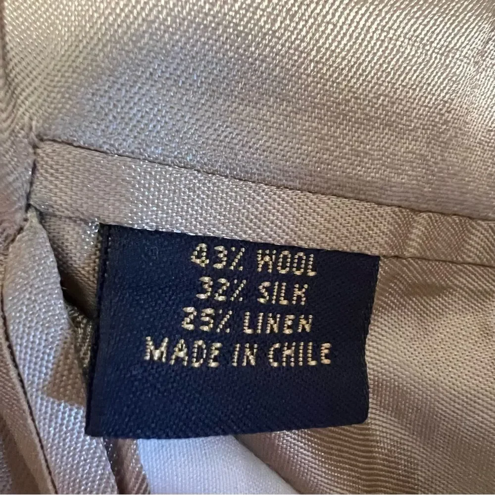 Brooks Brothers 346 Wool Linen Silk Blend Suit Coat Tan 40R